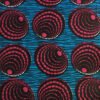 `blue pink black circle African print fabric