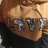 Brown & Black Colour Block Hoodie with Ankara “LOVE” Appliqué