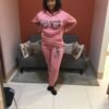 "LOVE Africa" Ankara Appliqué Hoodie Set – Rose Pink