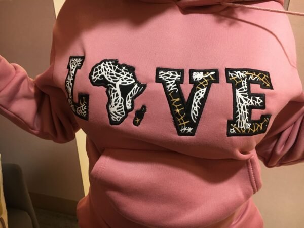 IMG_0347 "LOVE Africa" Ankara Appliqué Hoodie Set – Rose Pink